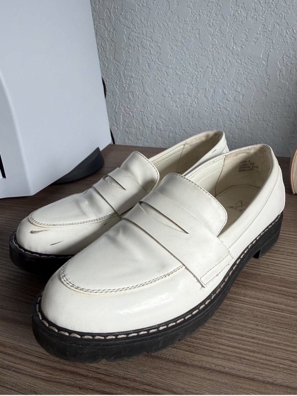New York & Company White Women's Penny Loafers with Black Sole
